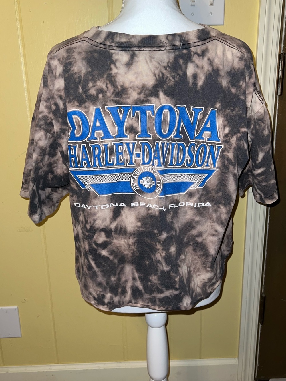 Harley Davidson Vintage 90’s Gray Acid Wash Daytona Beach Boxy Crop Fit Size XL - Picture 3 of 10